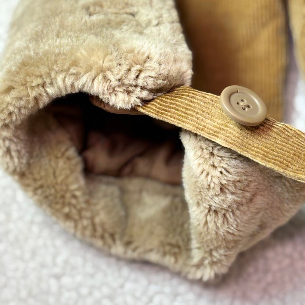 Vintage North Crest Jacket Womens XL 18 Brown Tan Corduroy Faux Fur Collar 90s - Picture 4 of 9